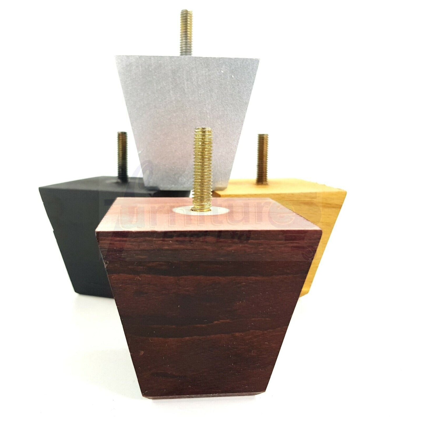 4 Solid Wood Square Furniture Feet Replacement Legs 65mm High M10 Thread
