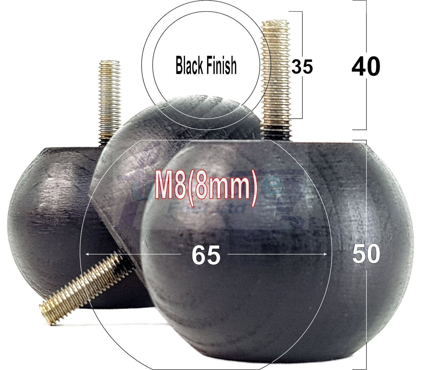 4 Solid Round Wood Turned Furniture Legs Replacement Bun Feet 2 Inches 50mm High Chairs Sofa Beds Settee M8 