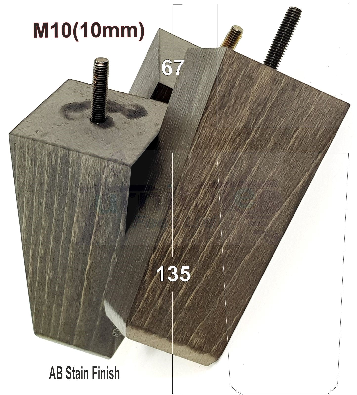 4x Block Wood Sofa Legs 135mm High Replacement Furniture Feet Chairs Cabinets M10 Thread	