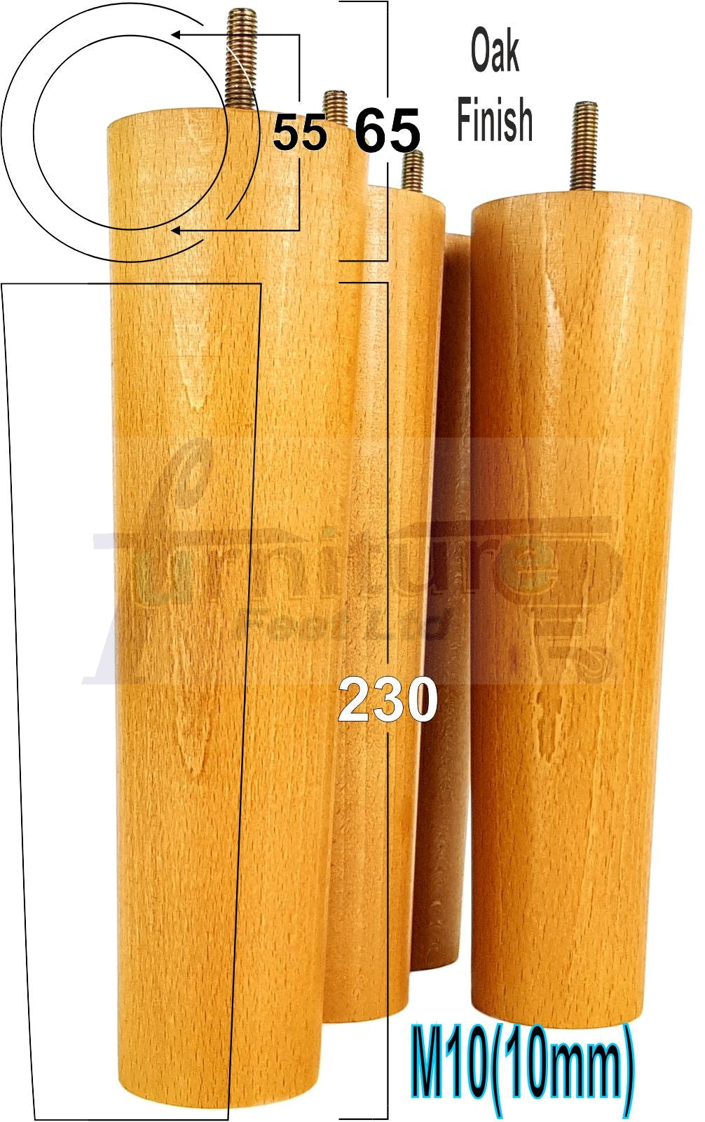 4 Solid Wood Turned Furniture Legs Replacement Feet 230mm High Chairs Sofa Bed Settee & Cabinets M10