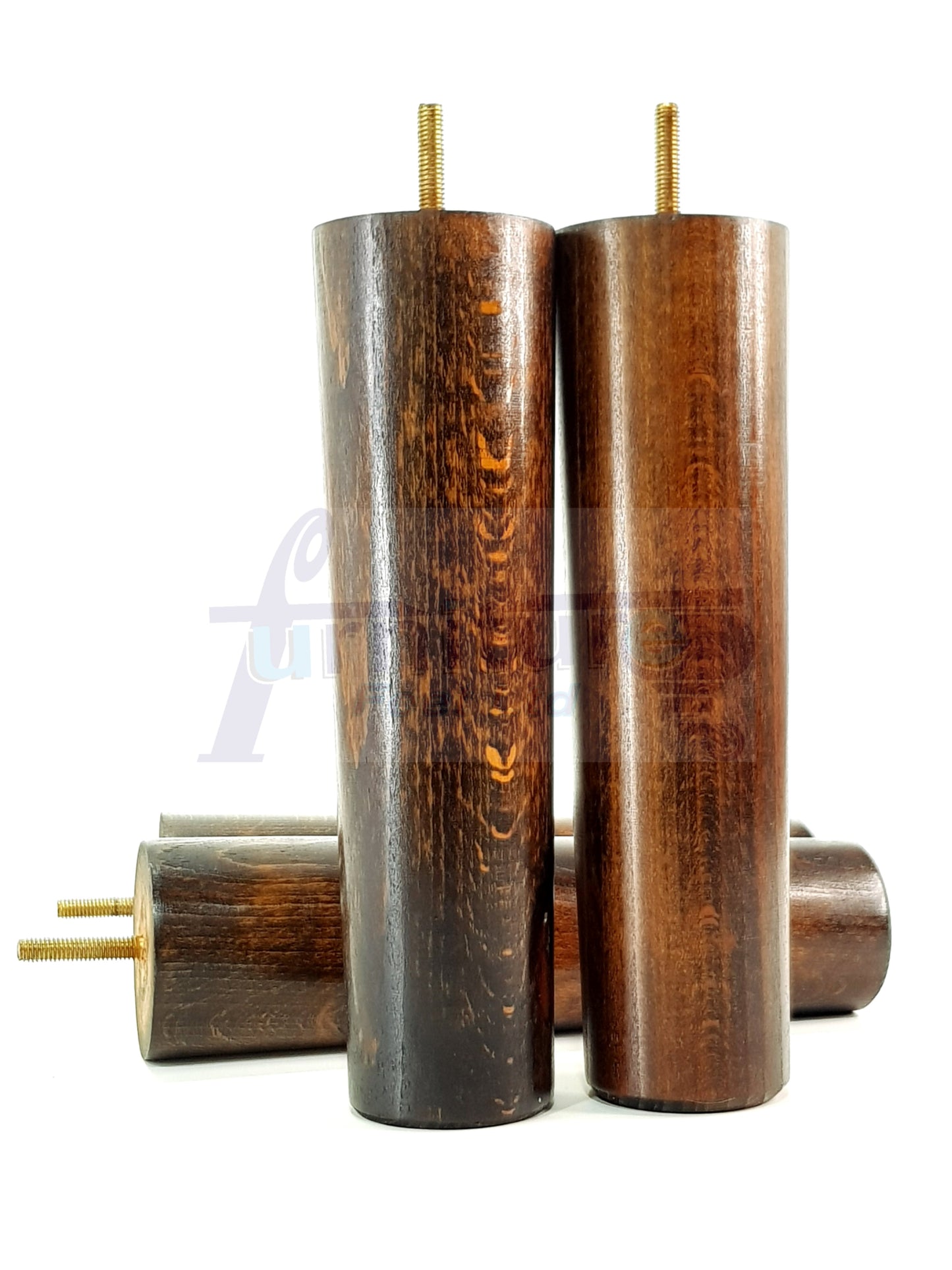 4 Furniture Legs Replacement Feet 230mm Chairs Settee & Cabinets M8 Thread Dark Walnut Washed