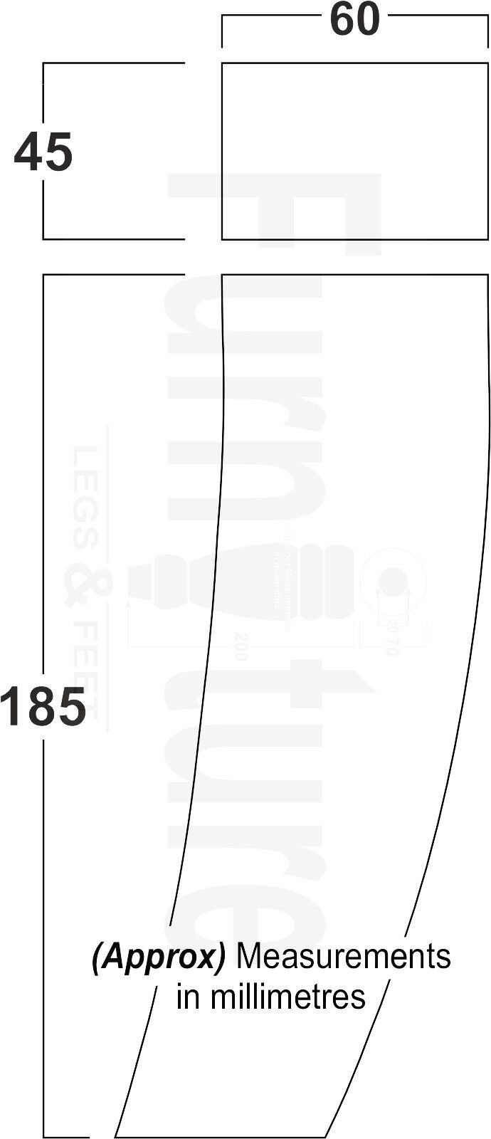 Set Of 4 Solid Wood Curved Furniture Feet Replacement Legs 185mm High M8(8mm)