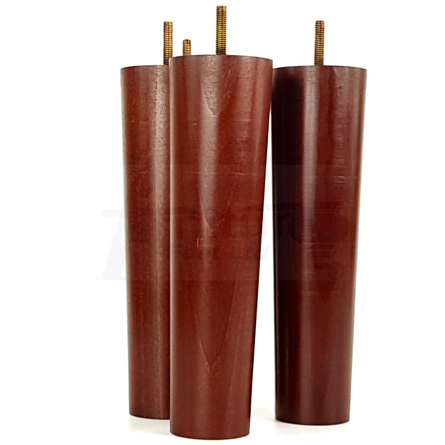 4 Furniture Legs Replacement Feet 230mm Chairs Settee & Cabinets M8 Thread Mahogany