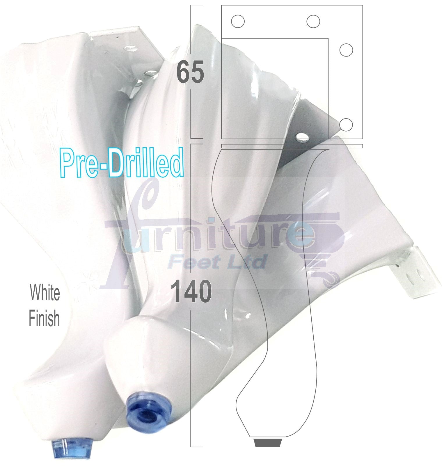 4x White Metal Queen Anne Feet 140mm High Furniture Legs Sofa Chair Cabinet Stool Bed