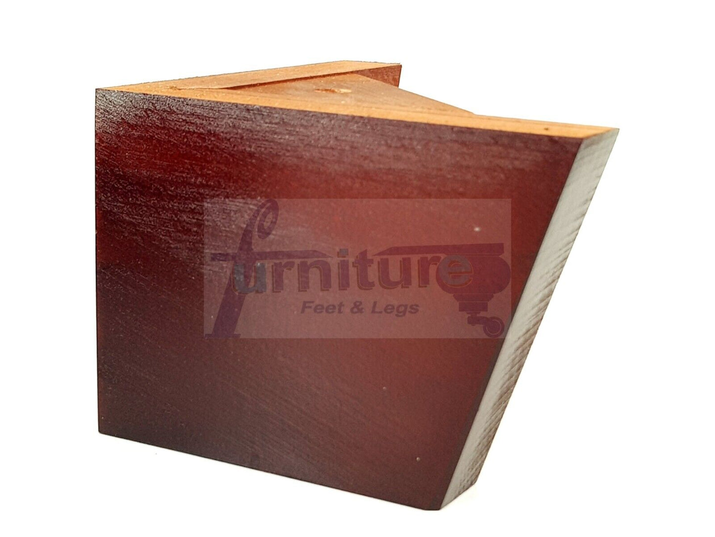 4 Solid Wood Furniture Legs Replacement Corner Feet 95mm High Self-Fixing: Mahogany