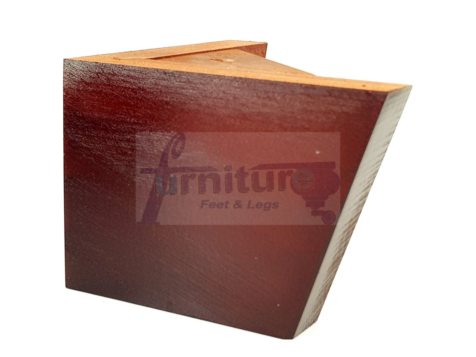 4 Solid Wood Furniture Legs Replacement Corner Feet 95mm High Self-Fixing: Mahogany
