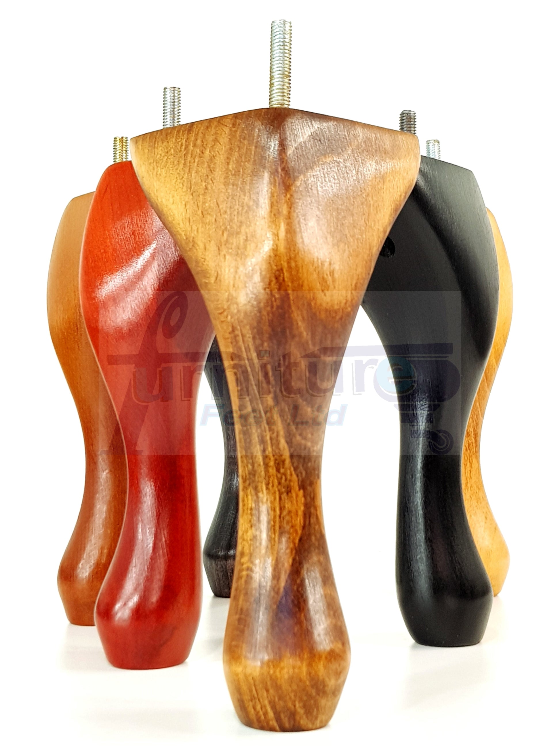 4 Solid Wood Furniture Legs 225mm High Queen Anne Replacement Feet Chairs Settees Sofas M10 Thread