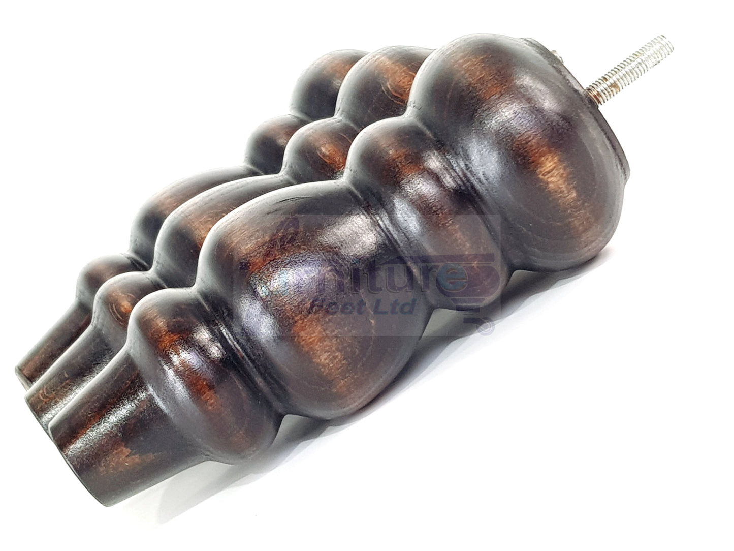 4 Solid Wood Furniture Legs Replacement Turned Feet 200mm High M8(8mm) Thread: Chestnut