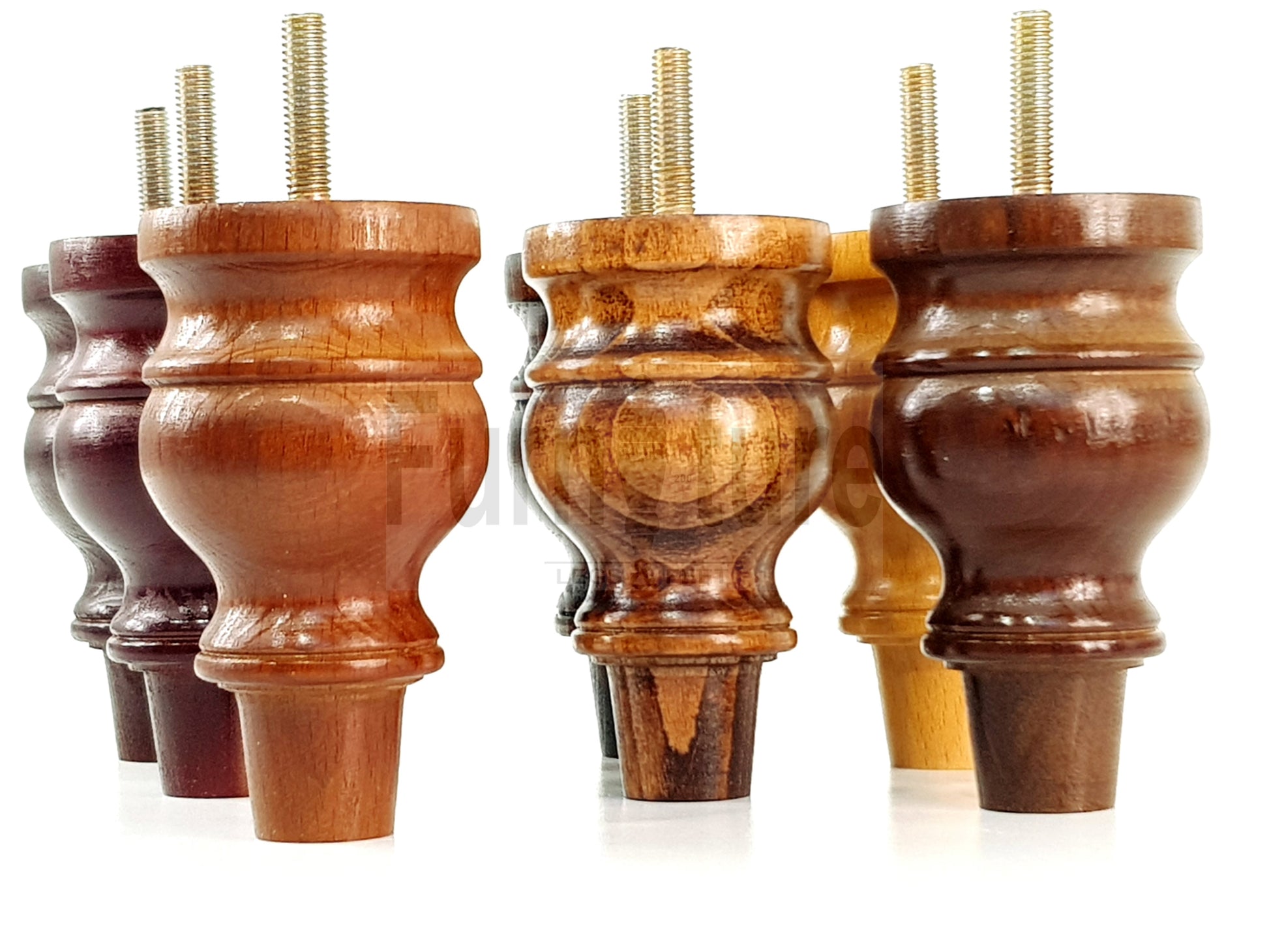 Set Of 4 Turned Beech Wood Furniture Legs 100mm High Sofa Feet 8mm Thread Fixing