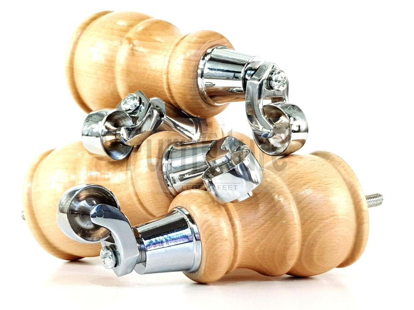 4 Turned Wood Feet Natural Castor Legs Chair Furniture Stools Sofa Chairs M8 160mm 6 Inch High