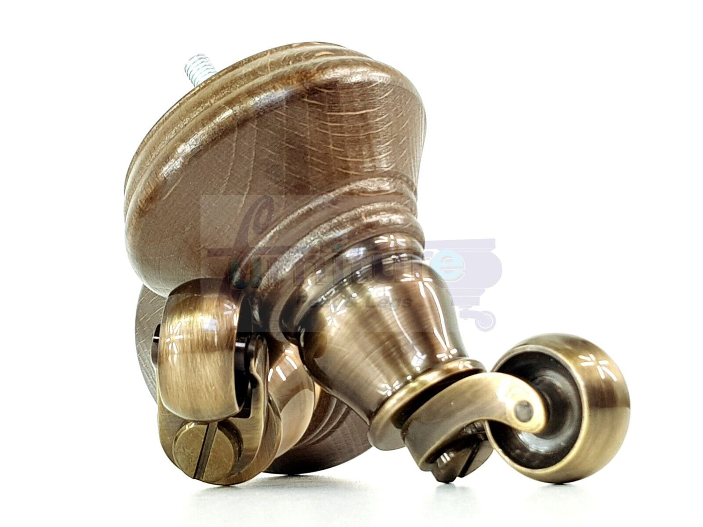 4x Antique Brown Stain Wooden Furniture Sofa Legs M8 With Castors Replacment Chair Settee Feet 115mm - 125mm High