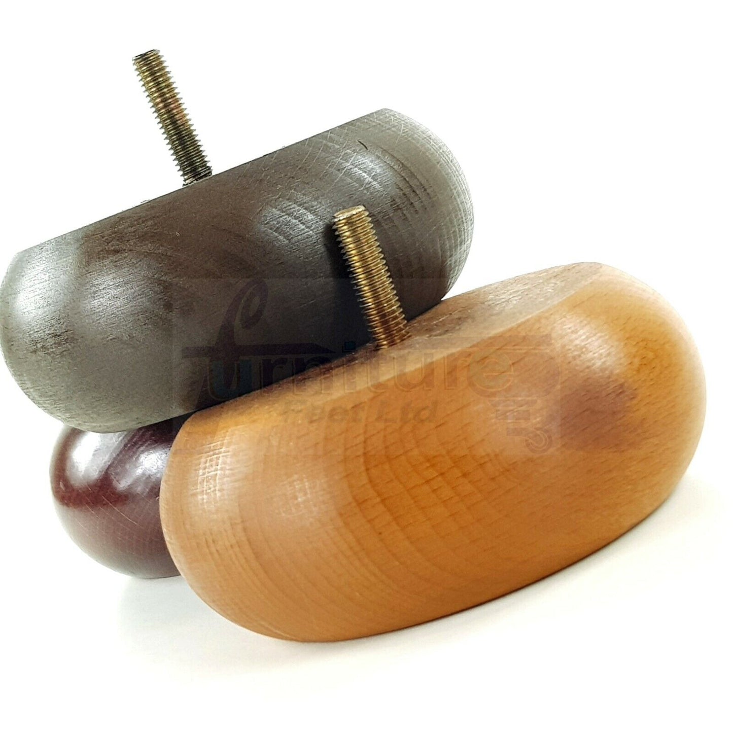 Set Of 4 Turned Wood Furniture Legs Chair Sofa Bed Replacement Bun Feet 40mm High M10 Thread