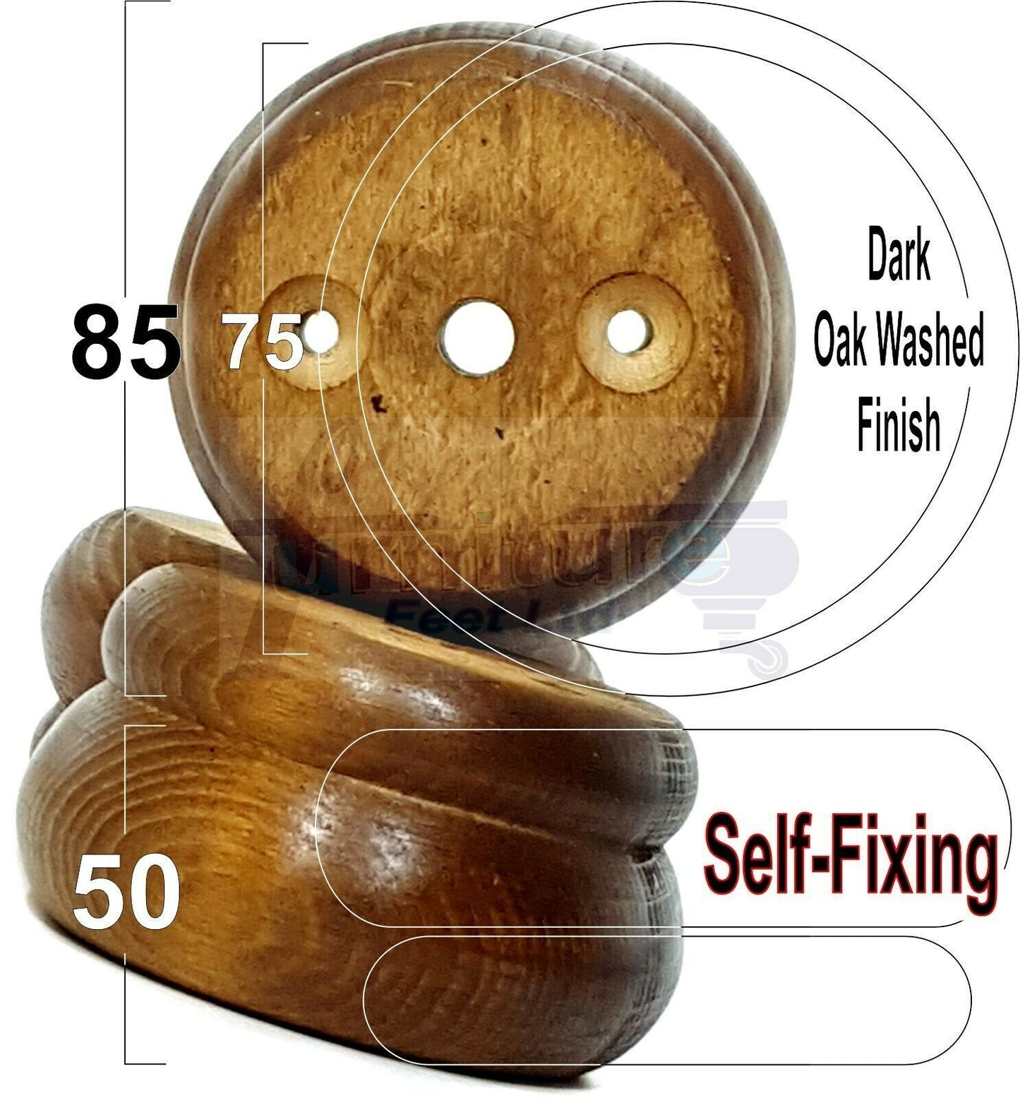 4 Turned Wood Furniture Legs Chair Sofa Stool Bed Replacement Bun Feet 50mm High