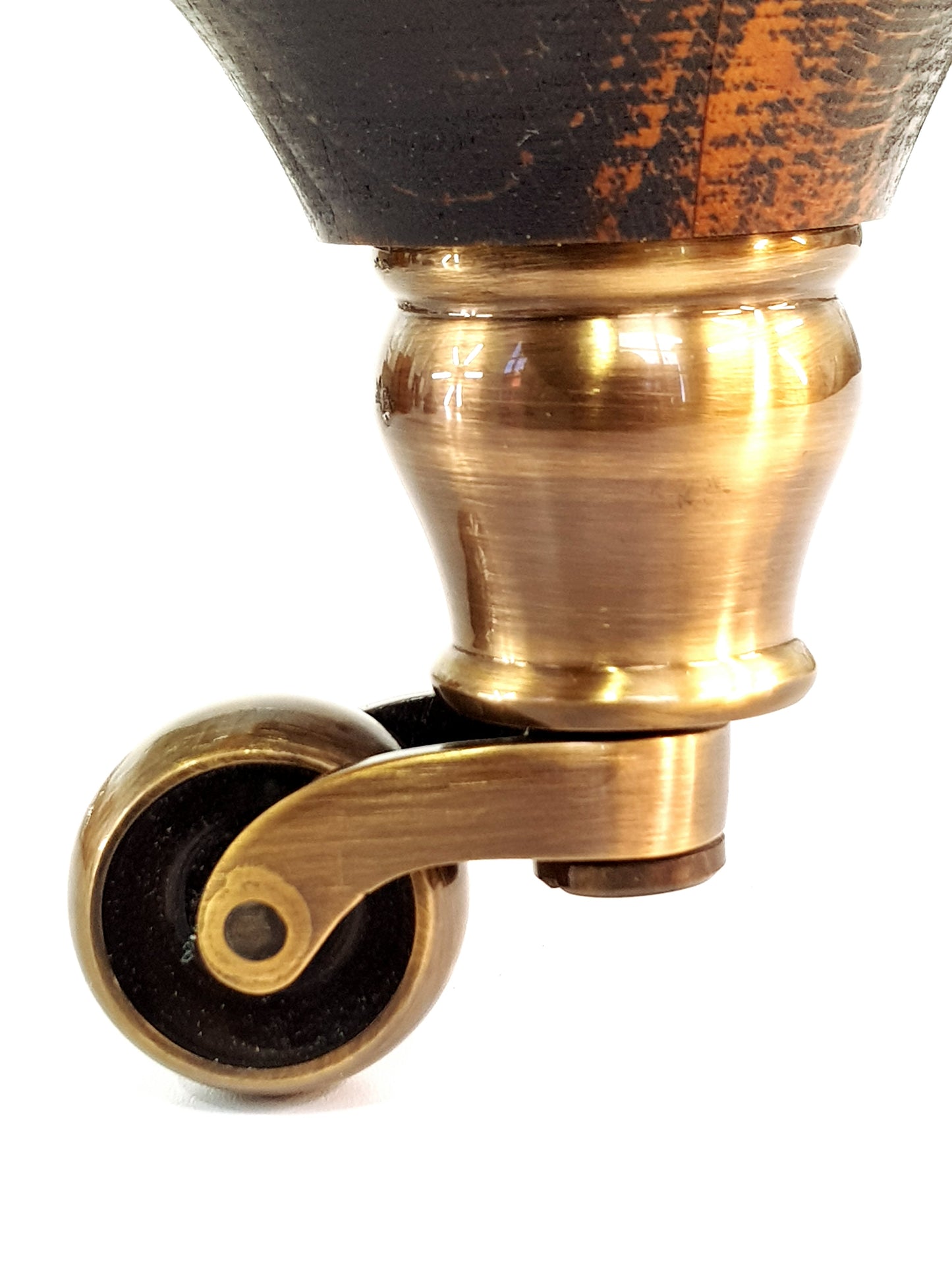 Solid Wood Furniture Legs With Castors Set of 4 Antique Brown Stain 6 Inch Feet 160mm High M8 