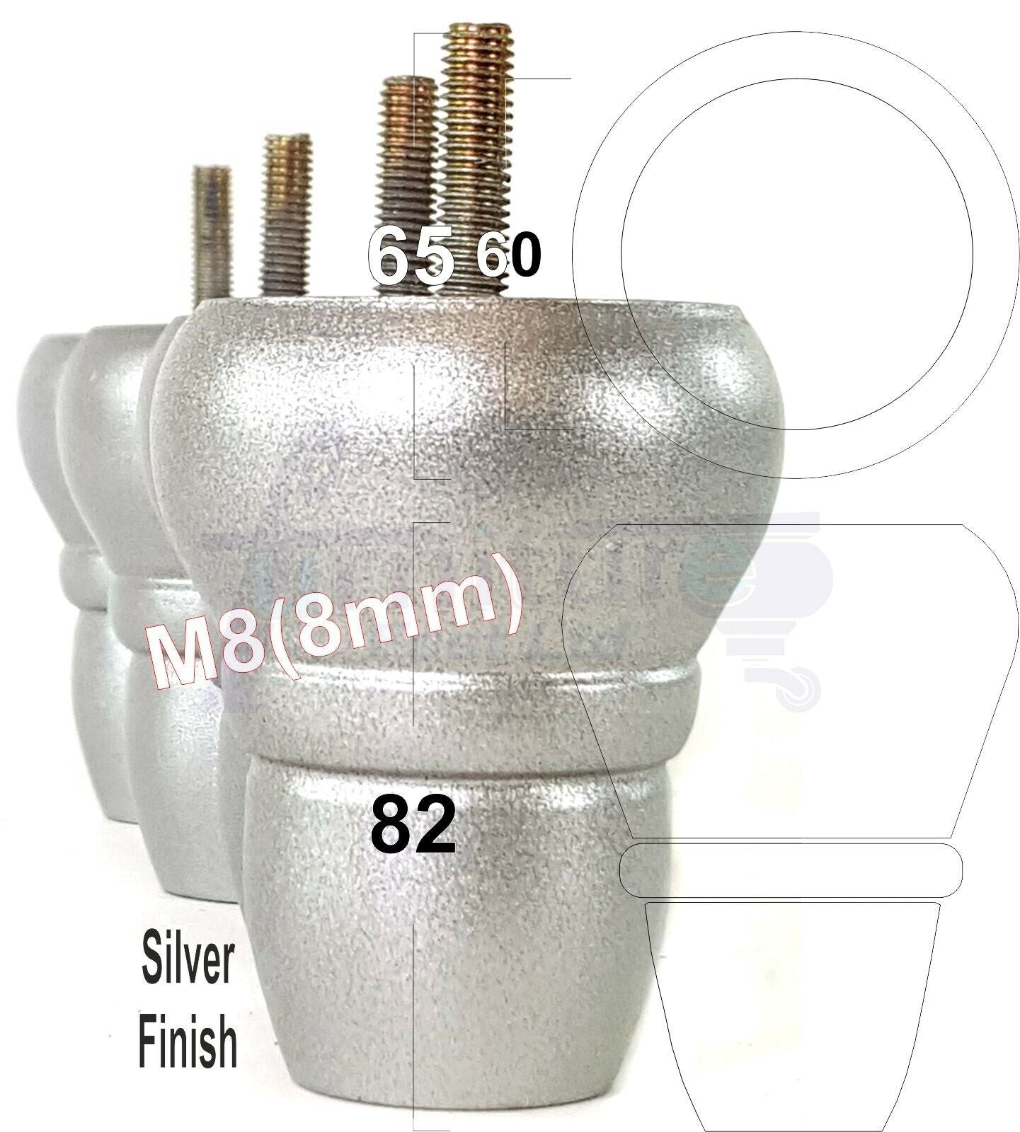 4x Turned Wood Repacement Furniture Legs M8 Sofa Chair Settee Feet 82mm