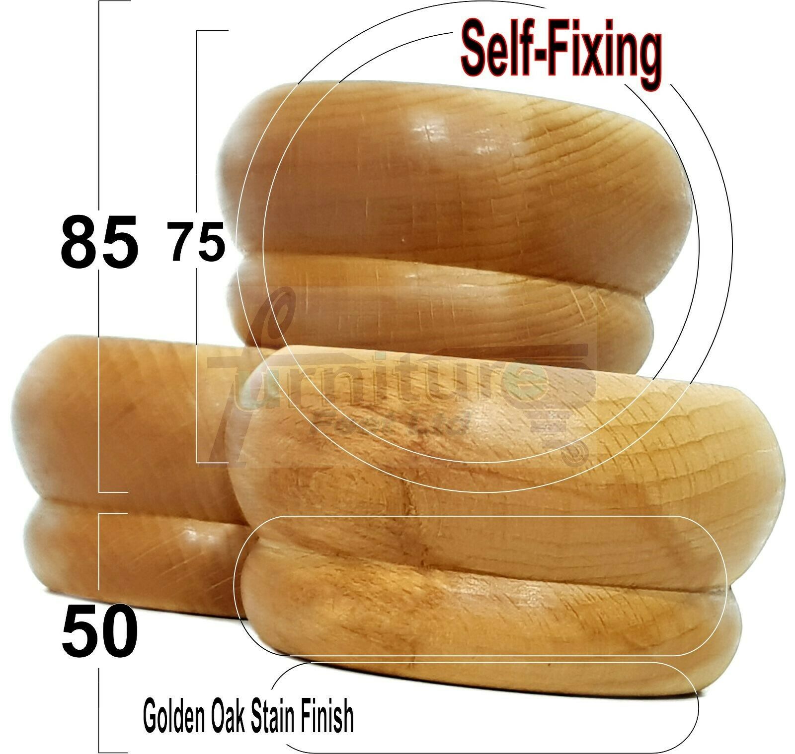 4 Turned Wood Furniture Legs Chair Sofa Stool Bed Replacement Bun Feet 50mm High