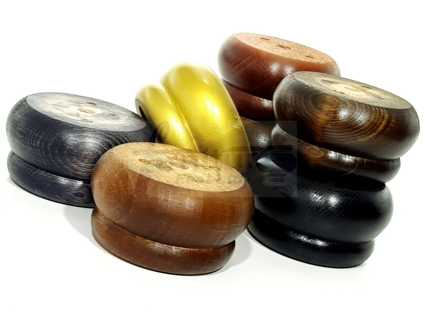 4 Turned Wood Furniture Legs Chair Sofa Stool Bed Replacement Bun Feet 50mm High