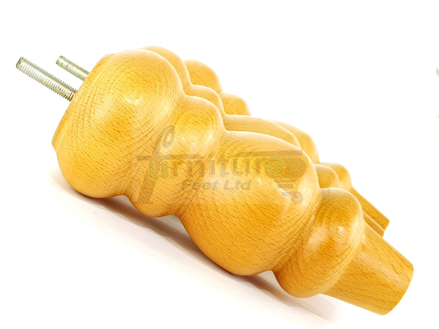 4 Solid Wood Furniture Legs Replacement Turned Feet 200mm High M8(8mm) Thread: Oak