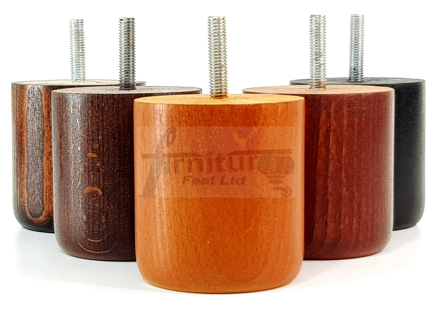 4x Solid Wood Turned Furniture Legs Replacement Bun Feet 70mm High 10mm Thread