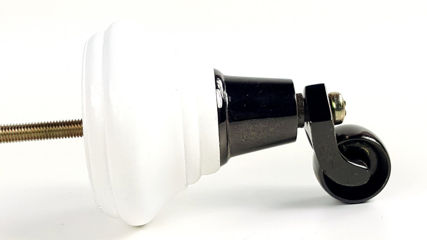 4x White Wooden Furniture Sofa Legs M8 With Castors Replacement Chair Settee Feet 115mm - 125mm High