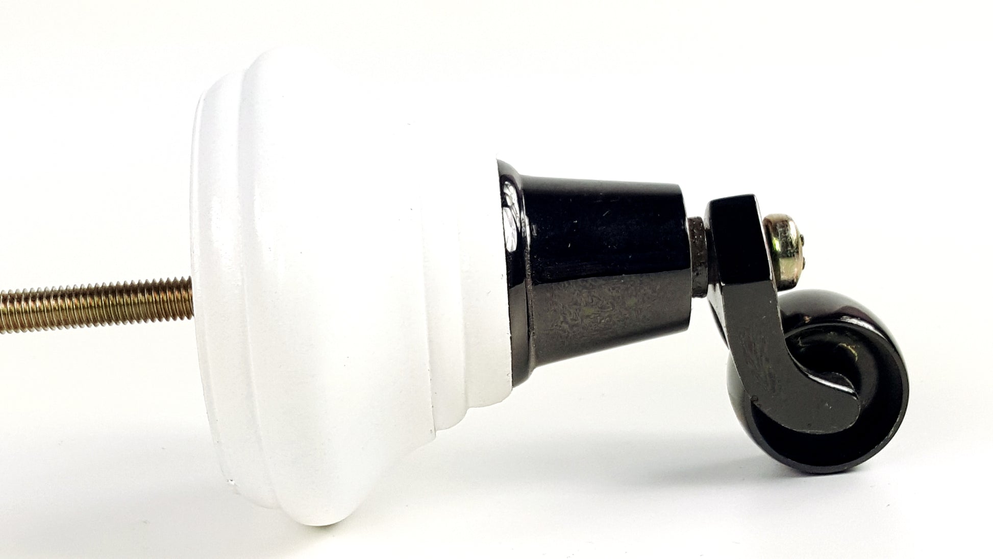 4x White Wooden Furniture Sofa Legs M8 With Castors Replacement Chair Settee Feet 115mm - 125mm High