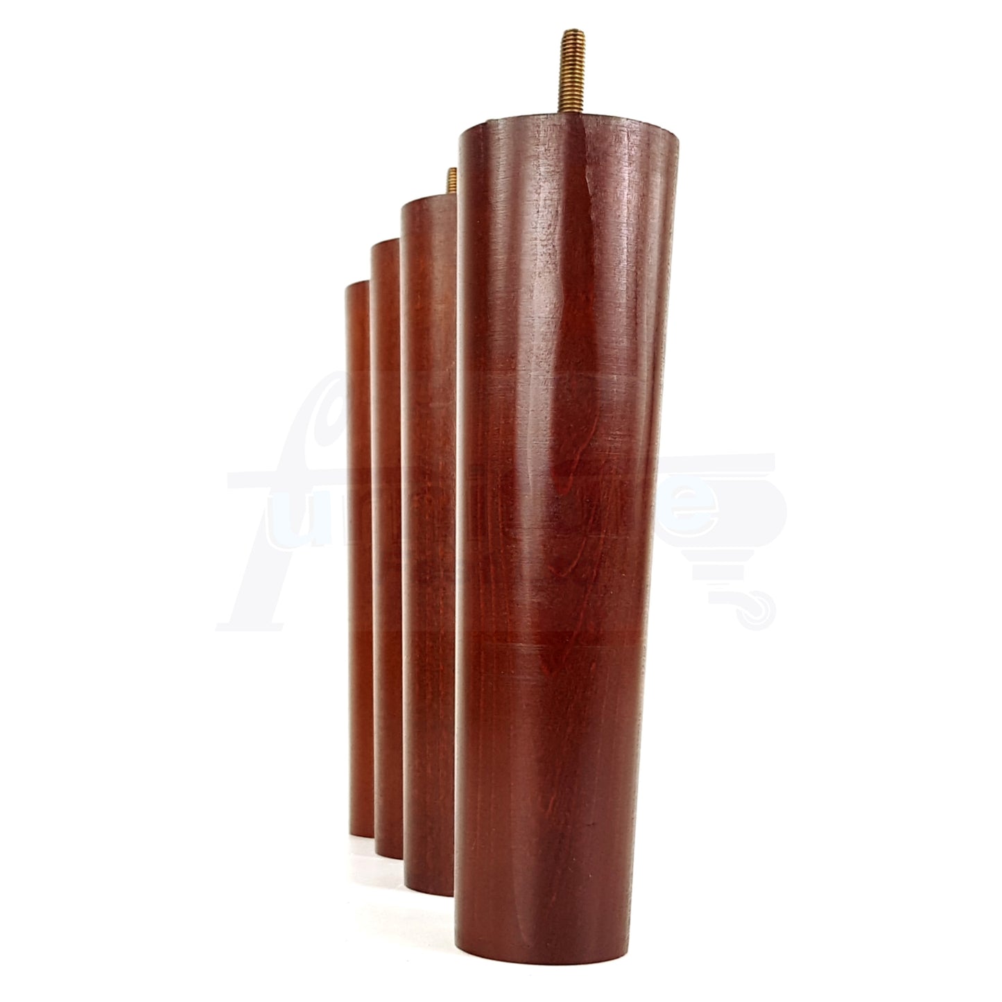 4 Furniture Legs Replacement Feet 230mm Chairs Settee & Cabinets M8 Thread Mahogany