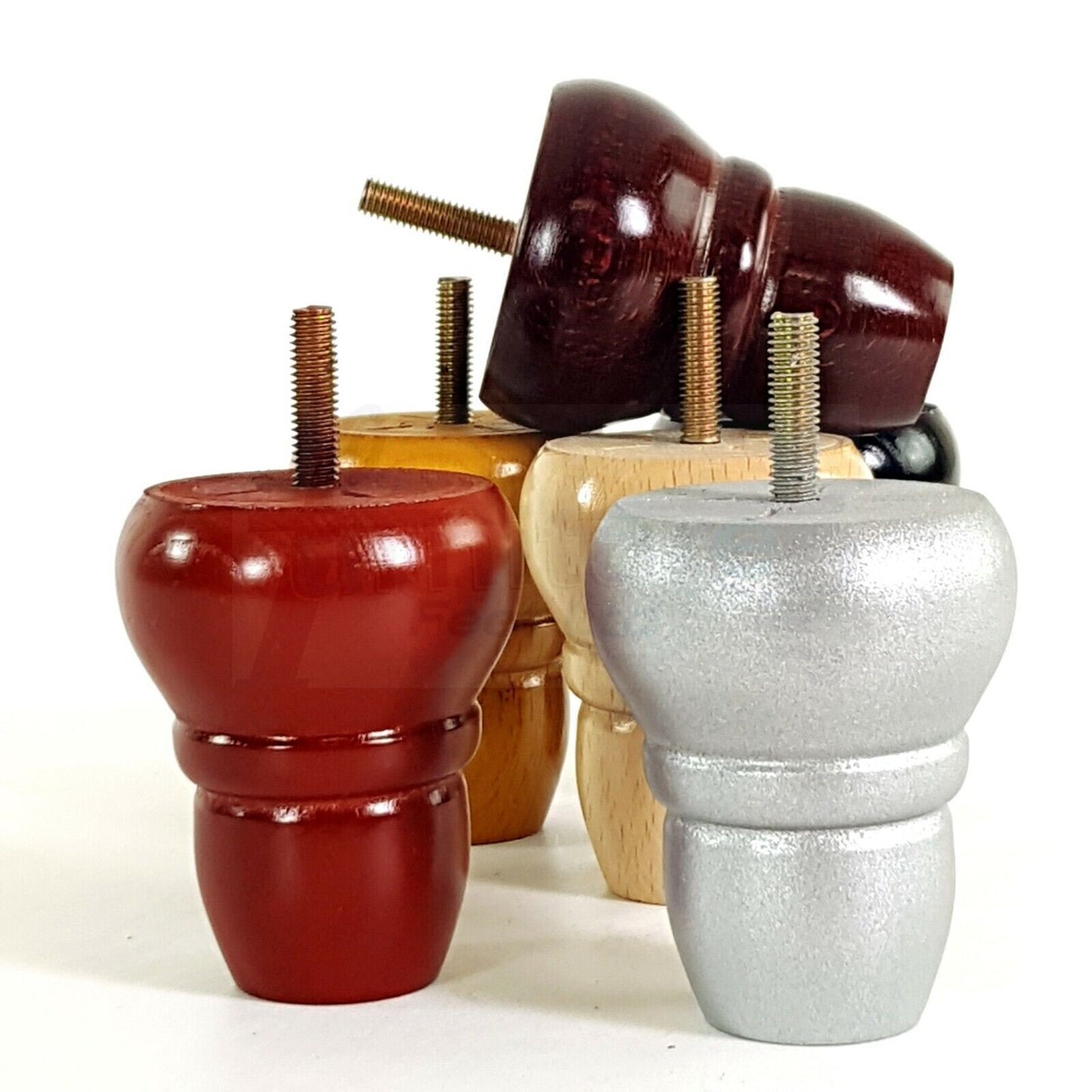 4x Turned Wood Repacement Furniture Legs M8 Sofa Chair Settee Feet 82mm