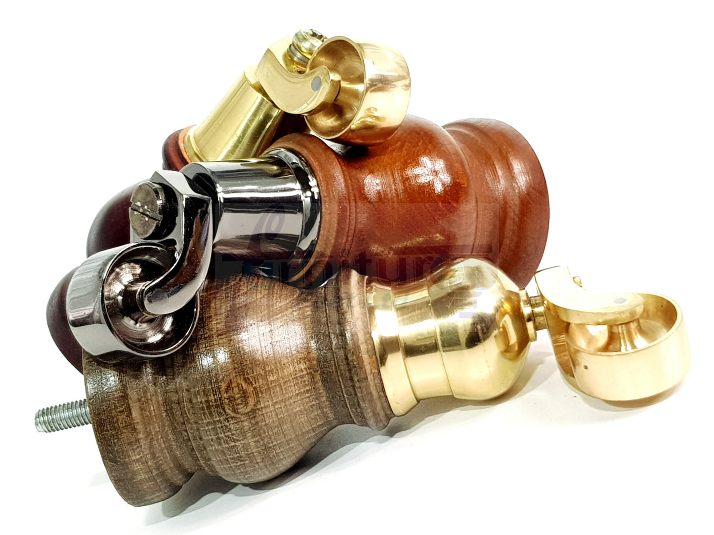 Set Of 4 Turned Wood Furniture Legs With 150mm High Castor 8mm Thread For Chairs Settees & Cabinets Golden Oak Finish