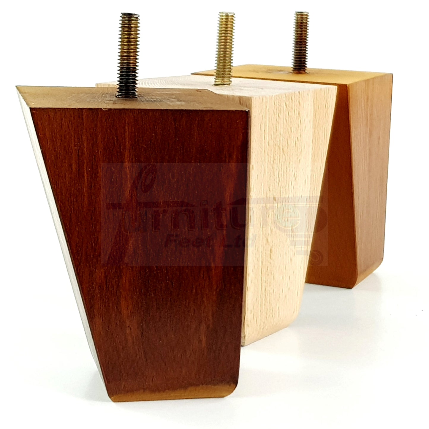 4x Angled Block Wood Sofa Legs 100mm High Replacement Furniture Feet Chairs Cabinets M10 Thread