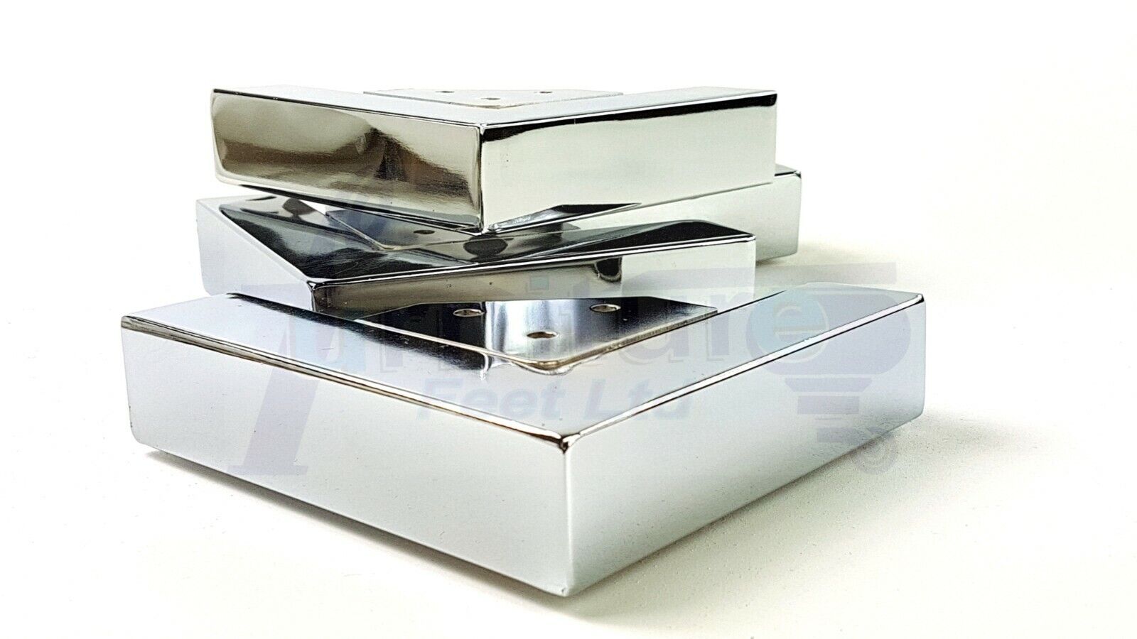 4 Metal Furniture Legs 40mm High Chrome Corner Feet Sofa Chair Beds Cabinets