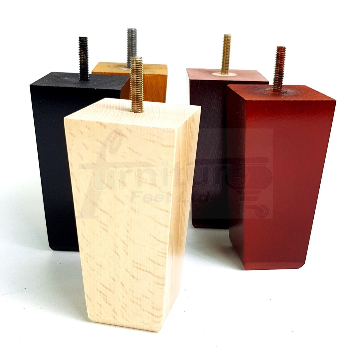 4x Block Wood Sofa Legs 135mm High Replacement Furniture Feet Chairs Cabinets M8(8mm)
