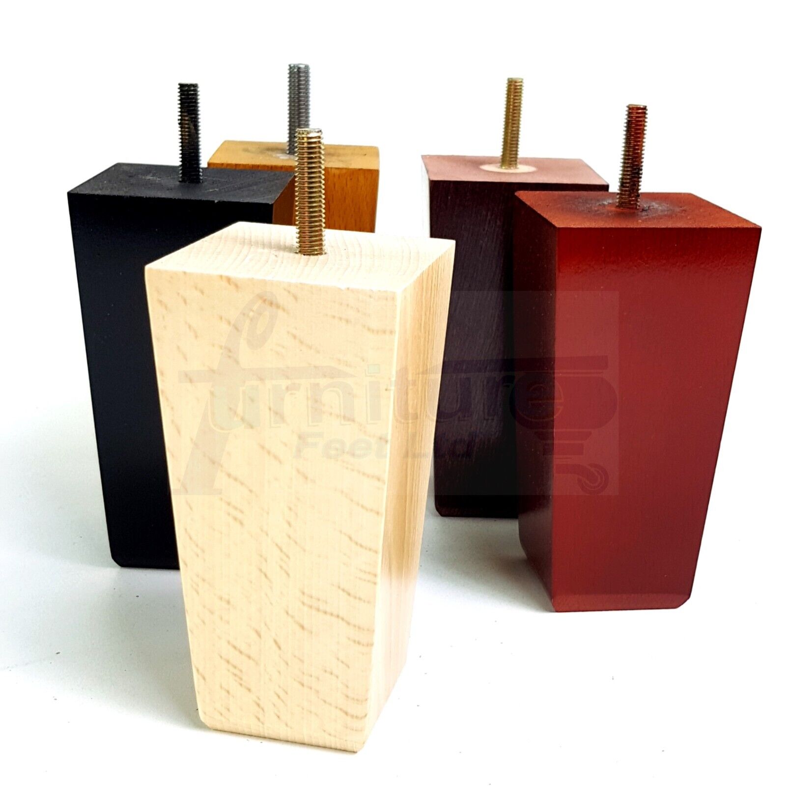 4x Block Wood Sofa Legs 135mm High Replacement Furniture Feet Chairs Cabinets M8(8mm)