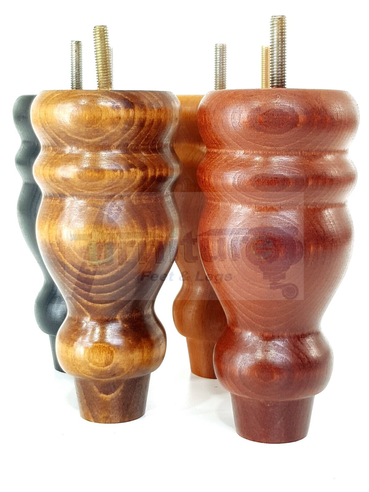 Set Of 4 Turned Wood Furniture Replacement Feet 155mm High 8mm Tread
