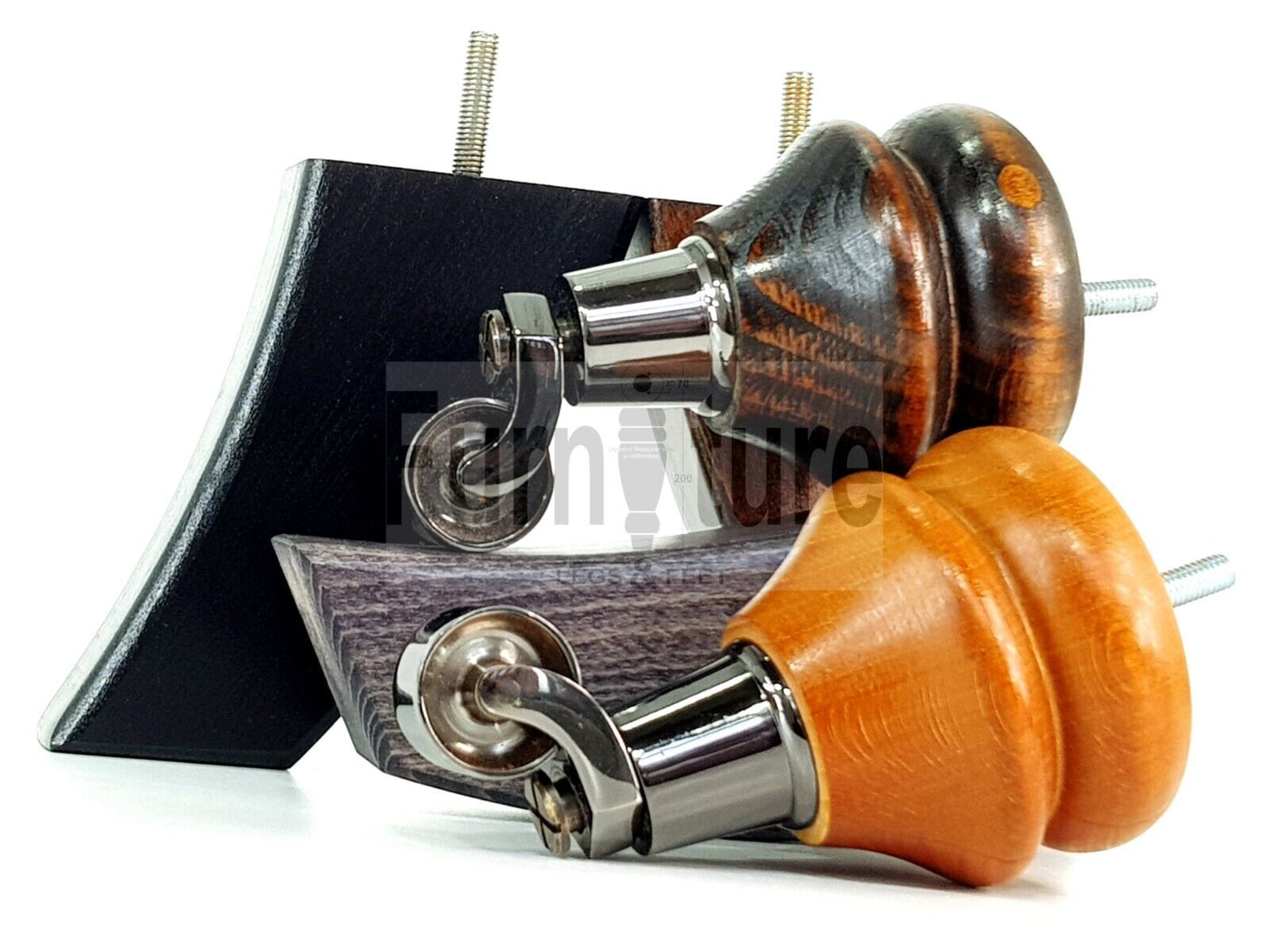 Turned Wood Furniture Feet 2 With Nickle Castor 140mm & 2 Curved Back Legs Sofas Chairs Stools Cabinets Beds M8