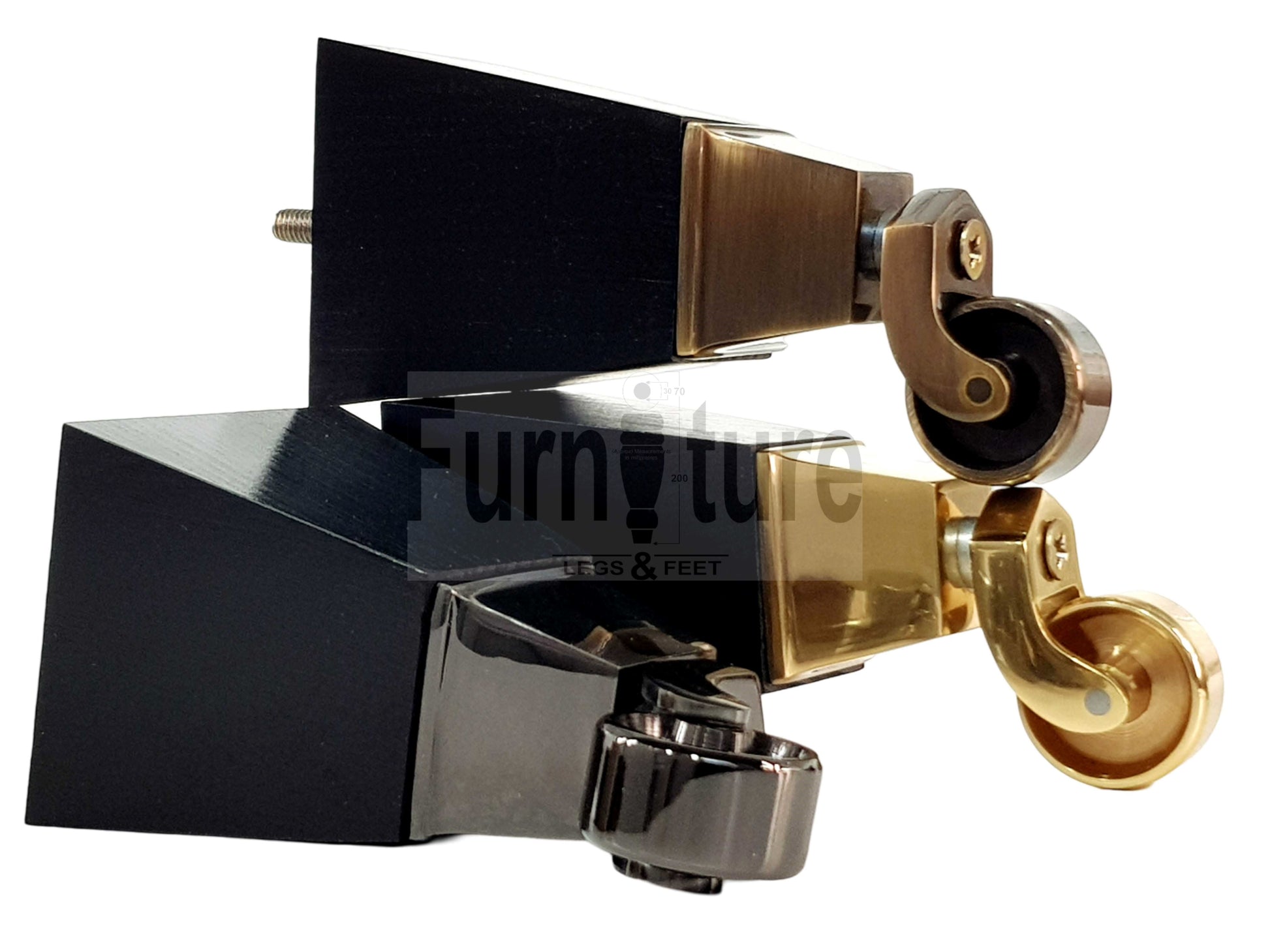 4x Block Wood With Castor Furniture Legs 8mm Thread For Chairs Settees Sofa 150mm