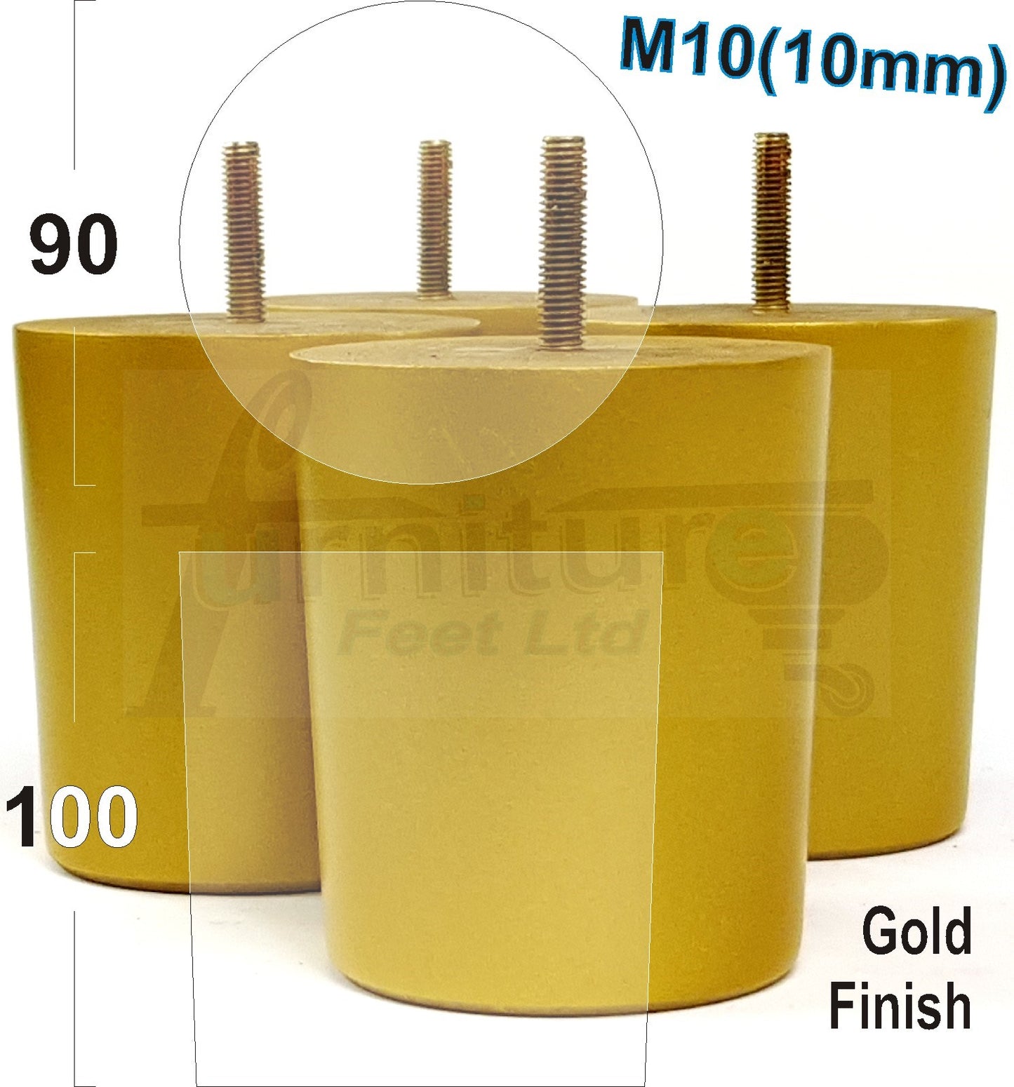4x Turned Wood Furniture Legs Chair Sofa Bed M10 Replacement Settee Feet 100mm