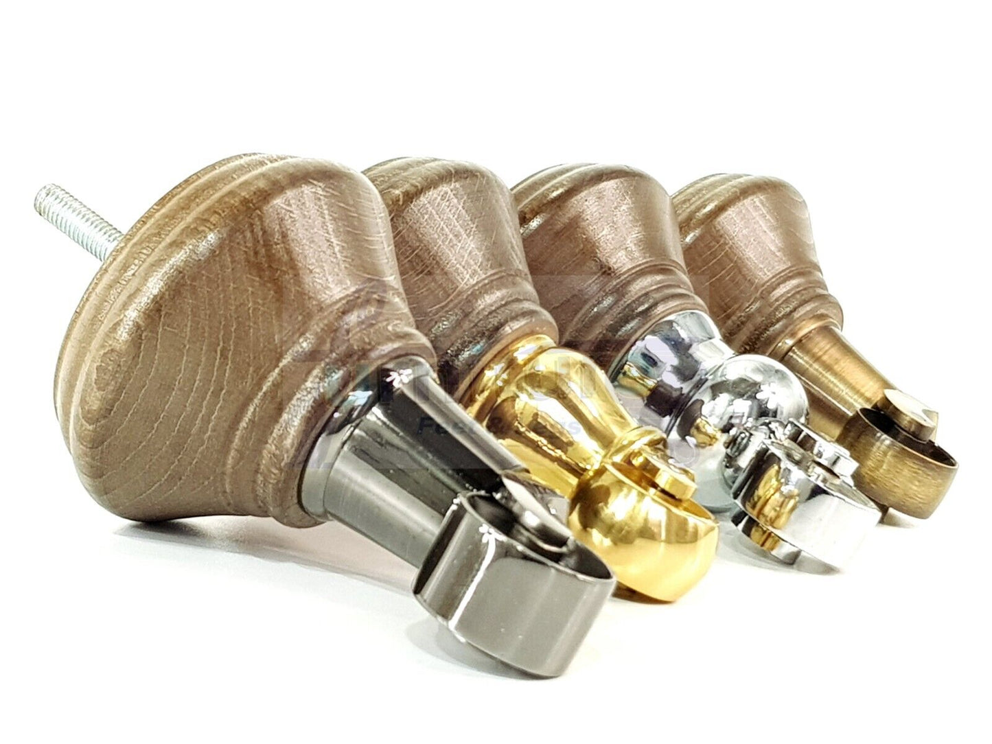 4x Antique Brown Stain Wooden Furniture Sofa Legs M8 With Castors Replacment Chair Settee Feet 115mm - 125mm High