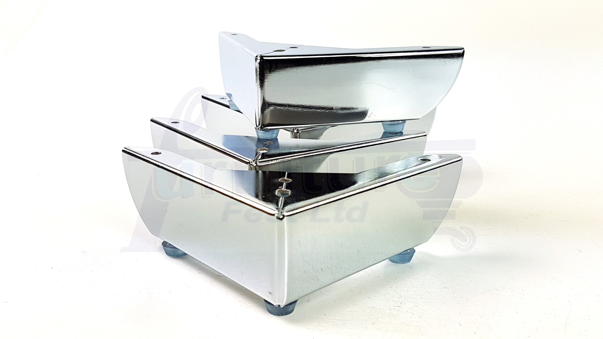 Metal Furniture Feet Chrome Replacement Corner Leg 50mm High Sofa Chairs Stools Beds Cabinets Pre-Drilled