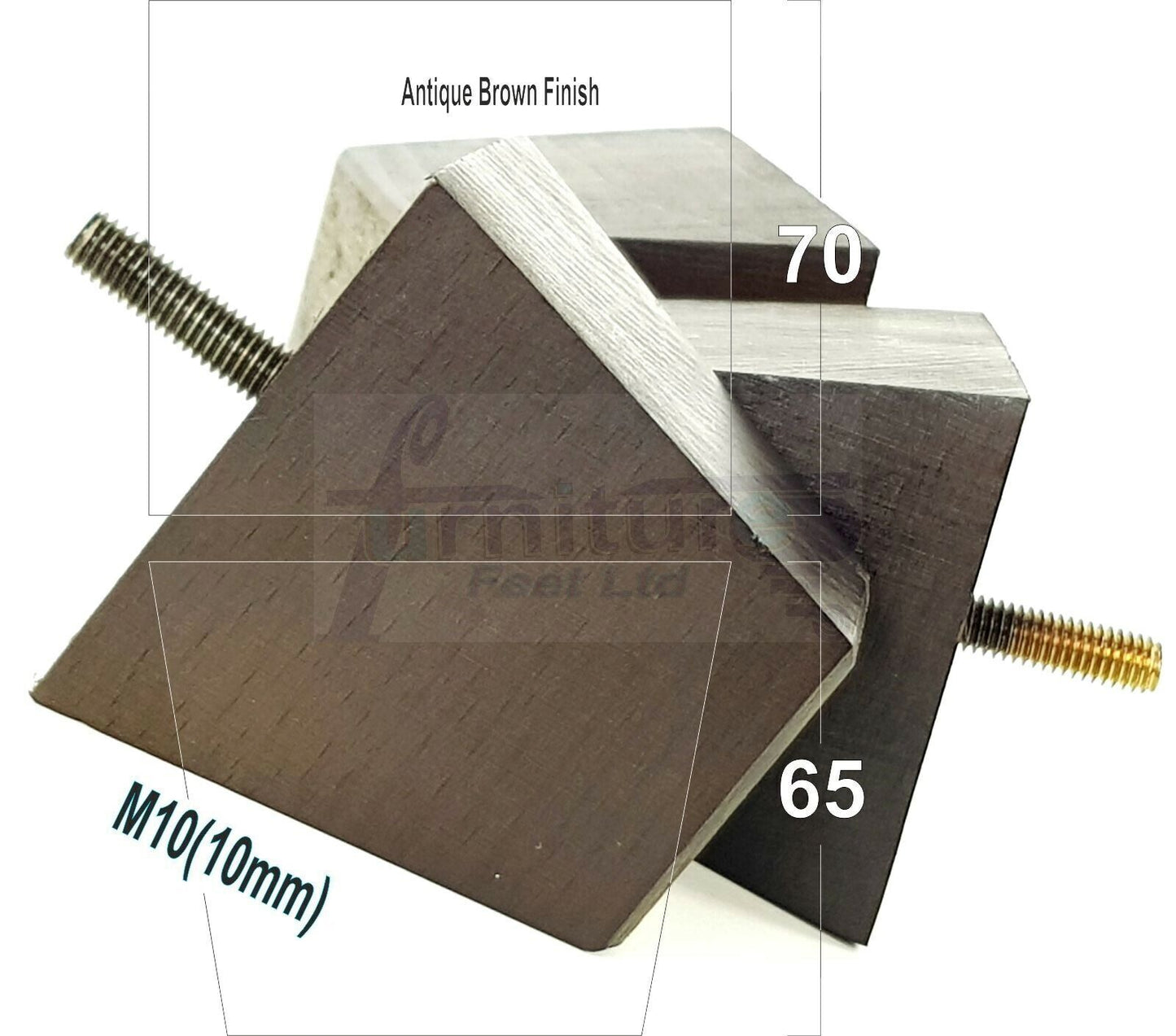 4 Solid Wood Square Furniture Feet Replacement Legs 65mm High M10 Thread