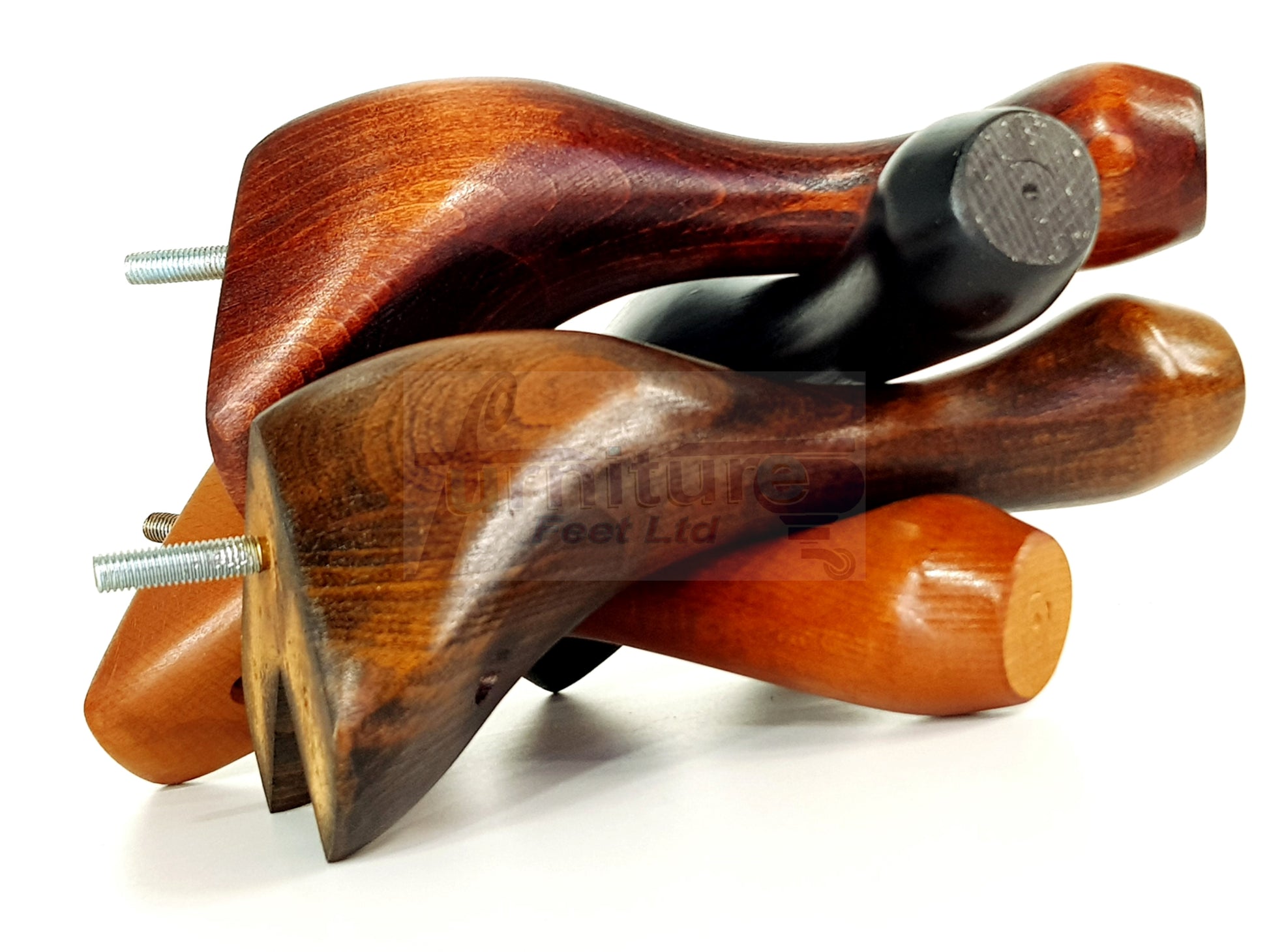 4 Solid Wood Furniture Legs 200mm High Queen Anne Replacement Feet Chairs Settees Sofas M10 Thread