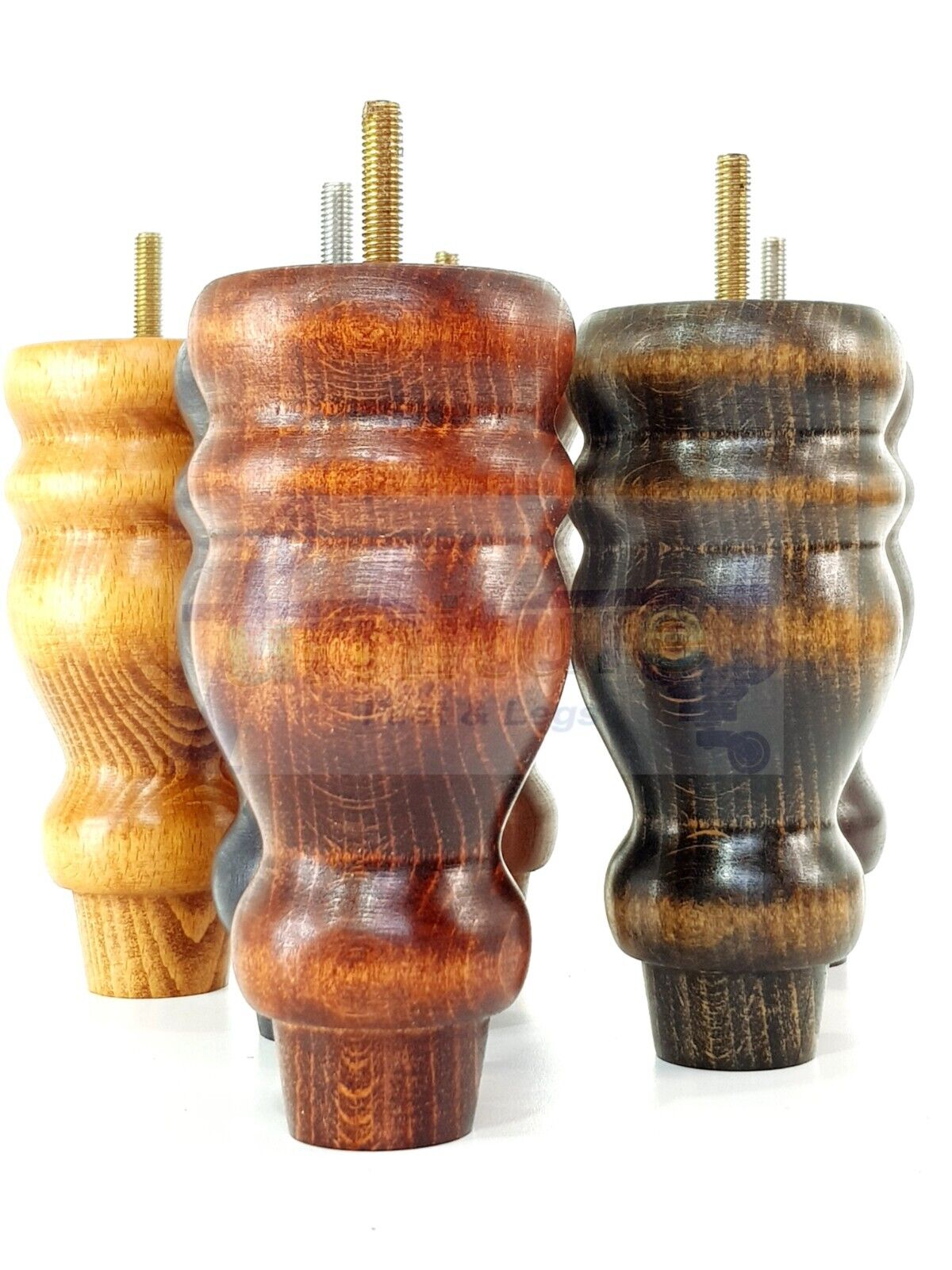 Set Of 4 Turned Wood Furniture Replacement Feet 155mm High 8mm Tread