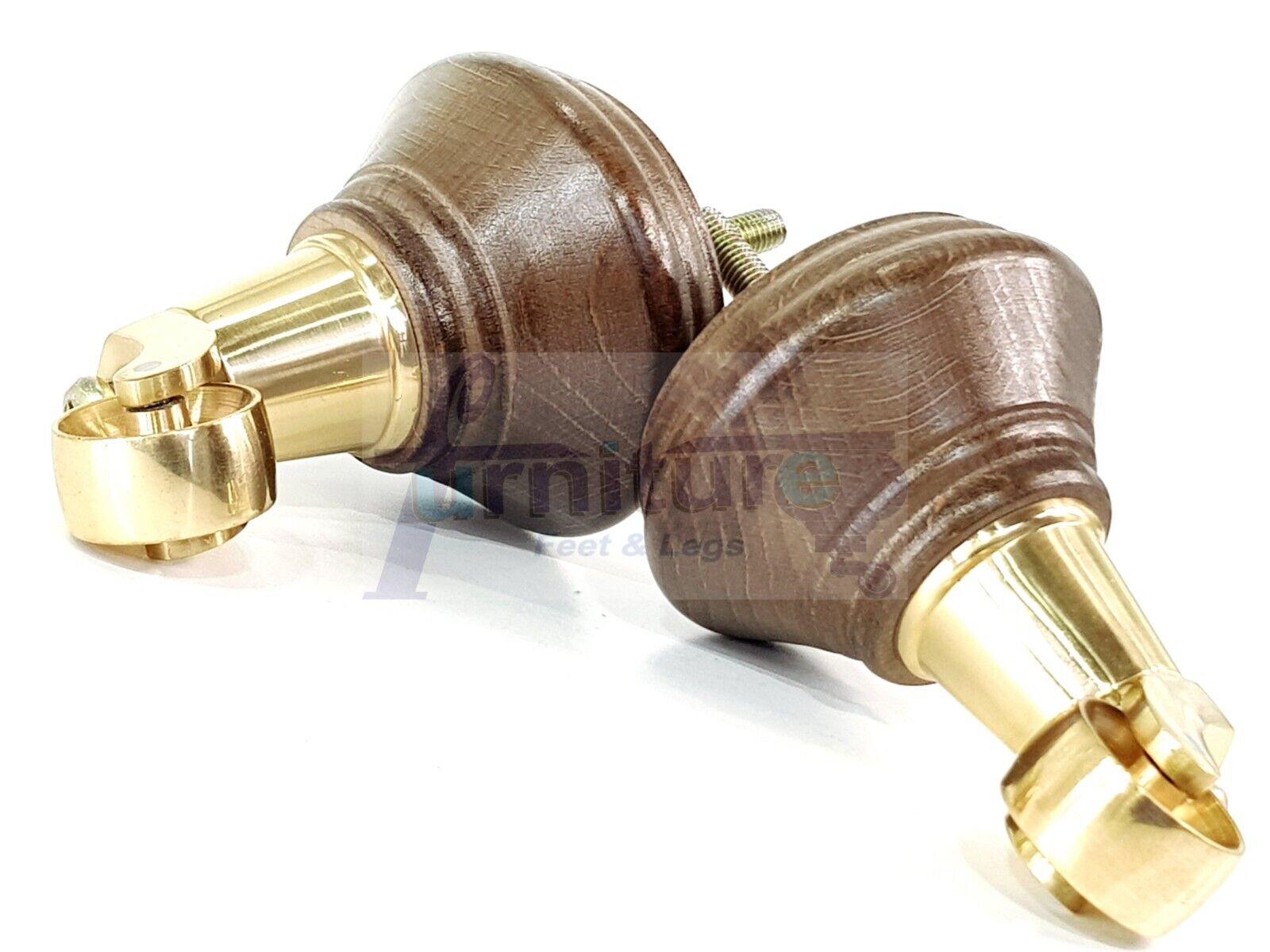 4x Antique Brown Stain Wooden Furniture Sofa Legs M8 With Castors Replacment Chair Settee Feet 115mm - 125mm High