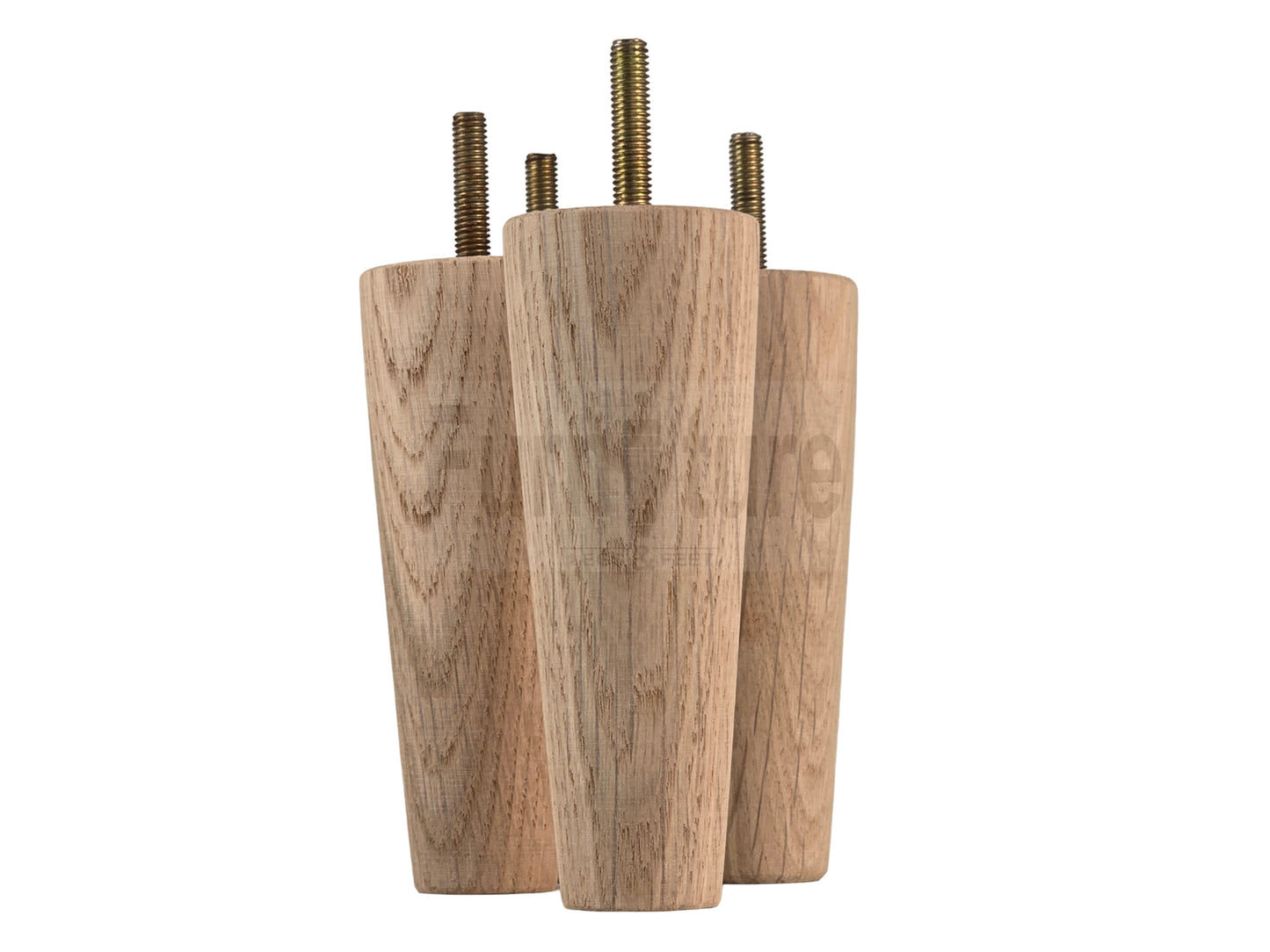 4 Turned Solid Oak Furniture Leg 130mm High M8 Mid Centry Retro Replacement Feet
