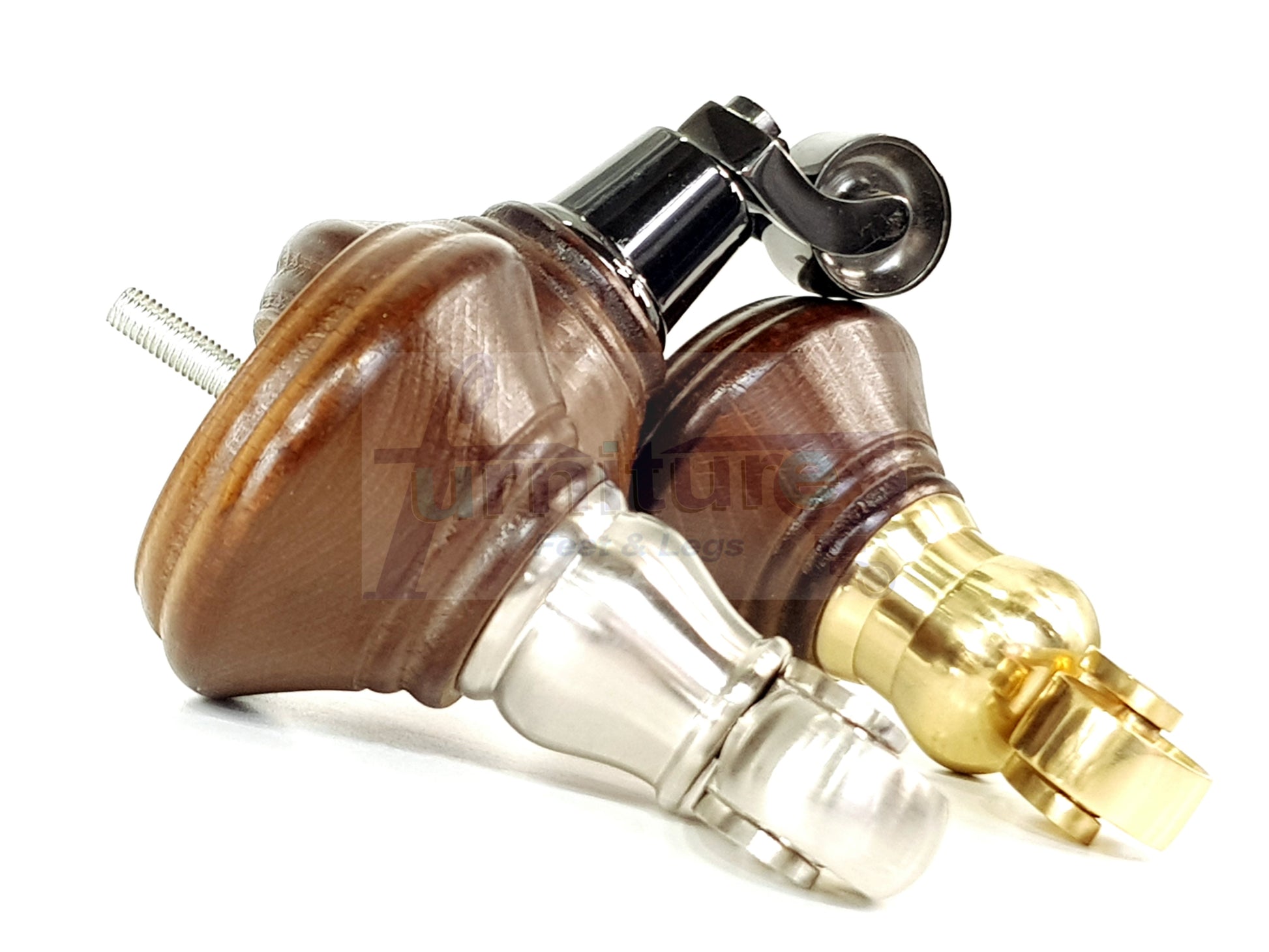 2 Castor Feet 120mm High Wood Turned Replacement Furniture Legs Antique Brown With Wheels Chairs Stools Sofa Beds Cabinets M8