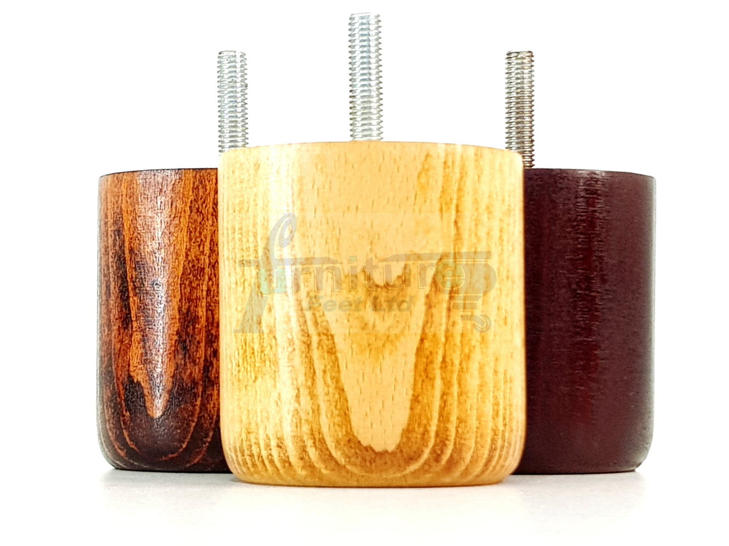 4x Solid Wood Turned Furniture Legs Replacement Bun Feet 70mm High 10mm Thread