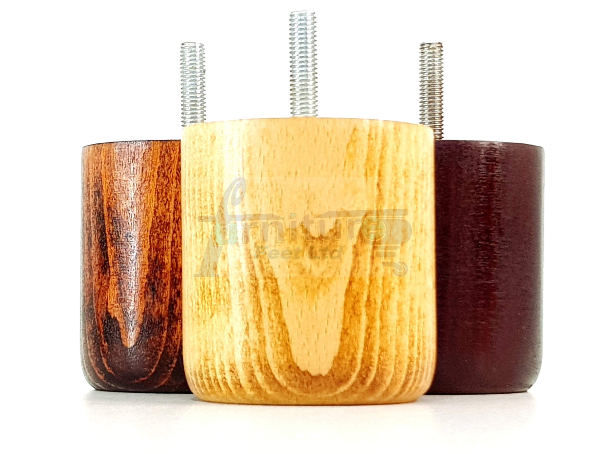 4x Solid Wood Turned Furniture Legs Replacement Bun Feet 70mm High 10mm Thread