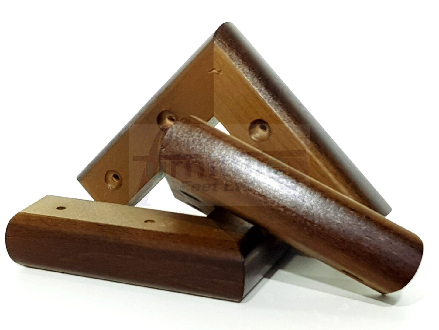 Set Of 4 Wooden Corner Furniture Feet 40mm High Replacement Sofa Chair Legs Self-Fixing: Antique Brown