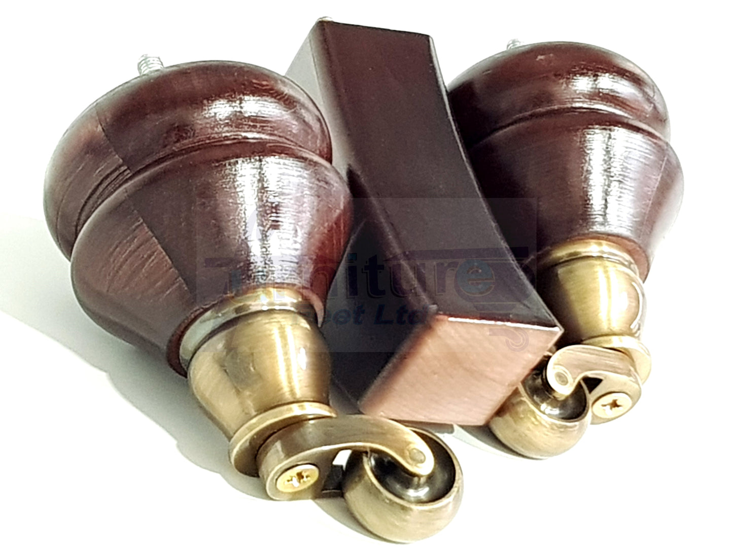 Turned Mahogany Furniture Wood Feet 2 With Castors & 2 Curved Legs140mm Sofas Chairs Settee Cabinets Beds M8