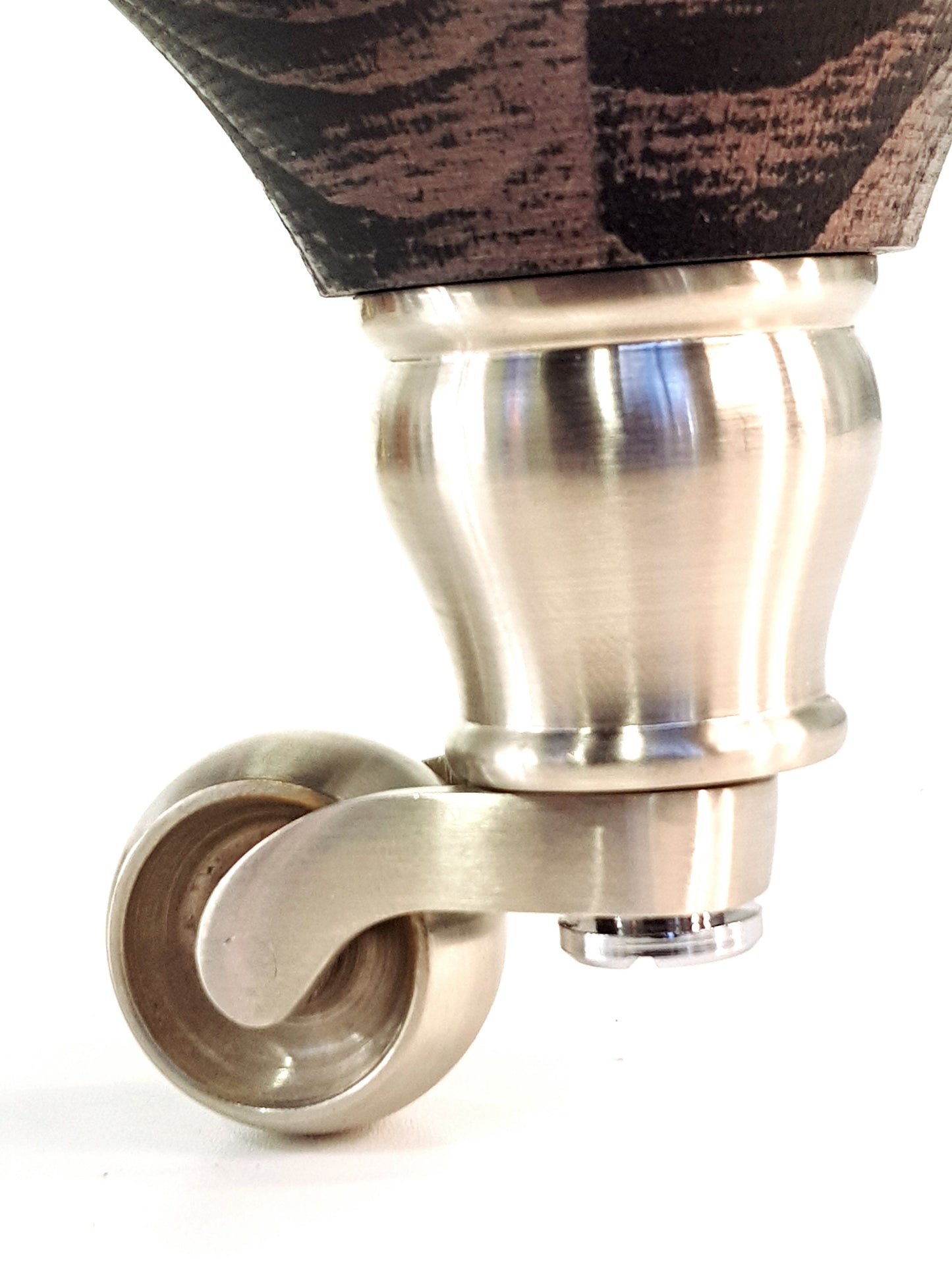 Solid Wood Furniture Legs With Castors Set of 4 Antique Brown Stain 6 Inch Feet 160mm High M8 