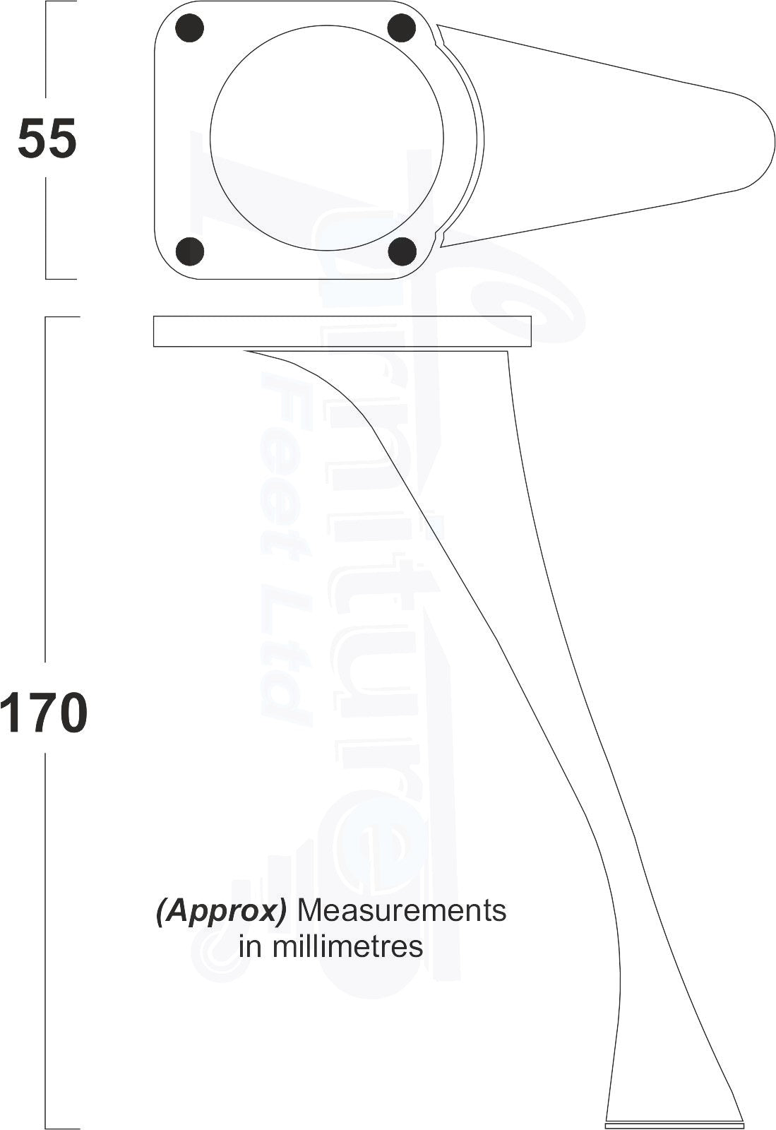 4x Metal Furniture Legs Chrome 170mm High Self-Fix Modern Feet Sofa Chair Cabinet Table